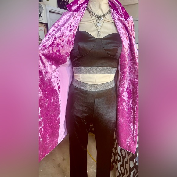 ADELYN RAE: Faux Crushed Velvet Purple Rain Suit Jacket:EC/NWOT - Picture 4 of 7